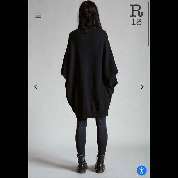 R13 Grunge Sweatshirt Dress - Washed Black. Size small. - Picture 5 of 11
